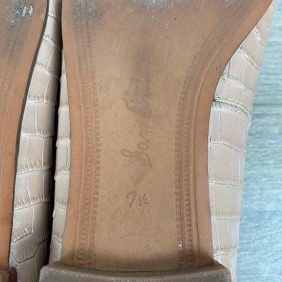 Sam Edelman Taupe Pink Croc Embossed Leather Square Toe Jillie Flats Sz.7.5 - Picture 14 of 15